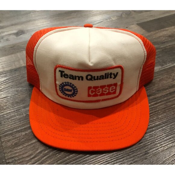 Vtg Case Team Quality Mens Snapback Adjustable Tractor Hat Cap  Orange - Picture 1 of 5